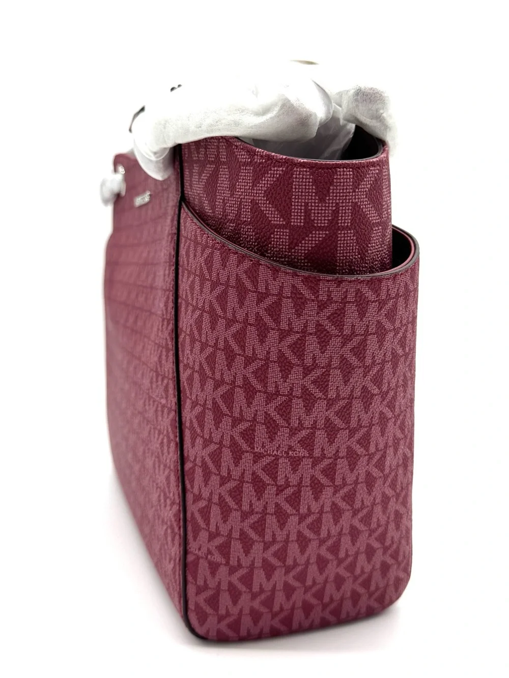 Michael Kors Jet Set Large Signature Logo Shoulder Bag - Maroon